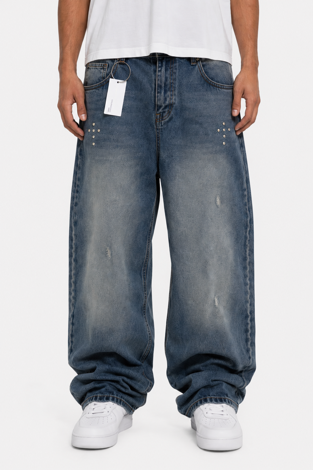 DISTRESSED CROSS DENIM