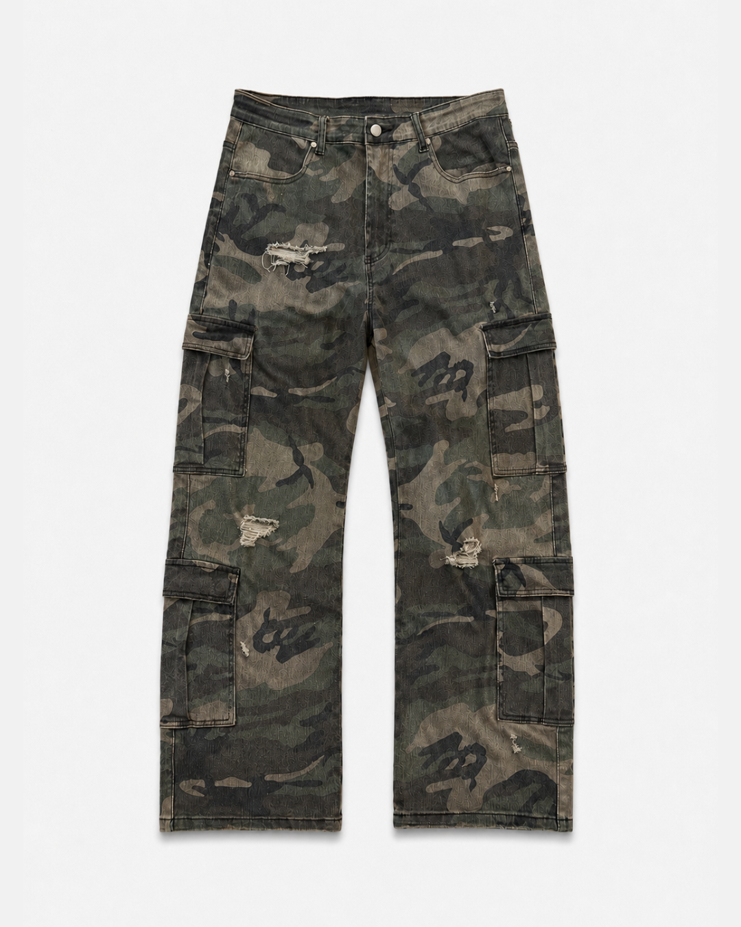 DISTRESSED CAMOUFLAGE CARGO