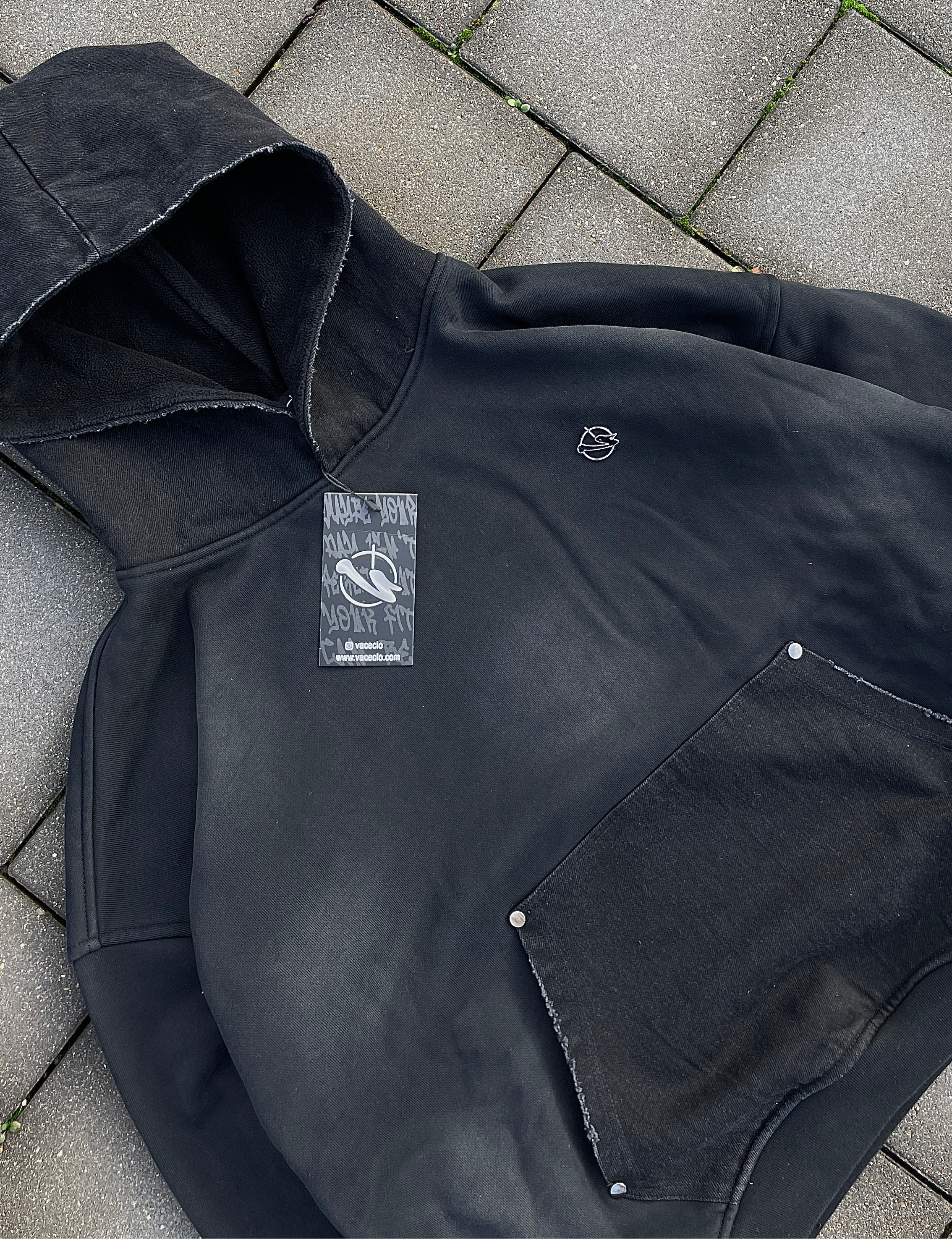 DENIM HOODIE - BLACK